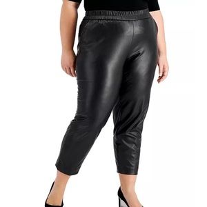 Anne Klein Plus Size Pull-On Faux-Leather Pants 0889